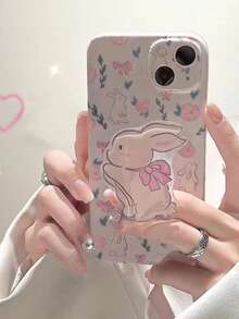 1pc Cartoon Rabbit Phone Grip Stand, Adhesive Retractable Foldable Desktop Holder, Fits Any Phone Case, Great Gift For Friends - Multicolor - View 3