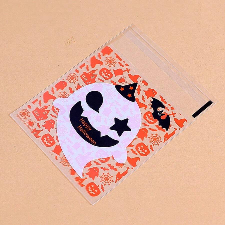 30 件万圣节自粘糖果袋，带有南瓜、幽灵、南瓜图案、不给糖就捣蛋派对礼品、万圣节装饰、塑料轻质包装袋、节日主题设计、活动用品 - 彩色 - 查看 1