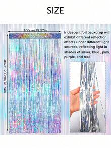 Cortinas con flecos de lámina ondulada de color azul verdoso/aguamarina, decoraciones para fiestas, fondos de fiesta, cortinas de lentejuelas y flecos para fotografía, decoración de fiestas temáticas, fiestas de cumpleaños, bodas, Navidad, graduación y aniversarios - Multicolor - Ver 7