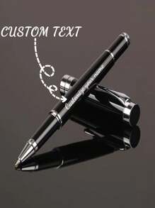 Custom Text Metal Neutral Pen Laser Engraving School Student Supplies Office Accessories Writing Stationery - Black and White - View 1
