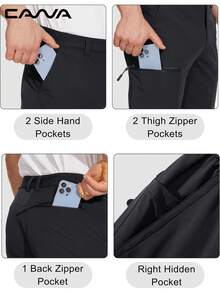Cavva 男士防水徒步裤防风速干耐磨透气防撕裂多口袋裤钓鱼工作露营旅行