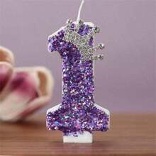 Ensemble de bougies d'anniversaire avec couronne violette pailletée et numéros, idéal pour les décorations de fête d'anniversaire, convient aux garçons et aux filles