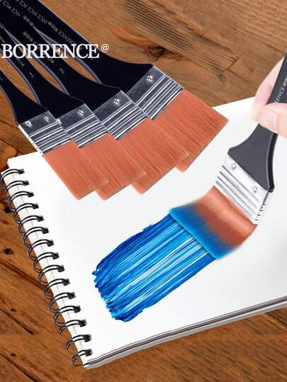 博伦斯专业黑色尼龙扁平画笔，黑色木柄，多种尺寸可选，适用于丙烯、油画、素描、水彩，是艺术学生的必备文具，也是2026年返校季艺术办公室的必备工具。