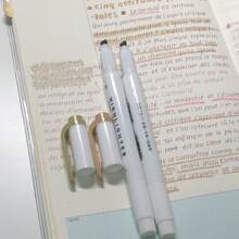 1set/5pcs Double-Head Dual-Use Highlighter Pen Back To School Dual Tip Mild Color Highlighter Fluorescent Marker Pen For Coloring Underlining Highlighting Broad And Fine Tips - Set (5 Pieces) - View 10