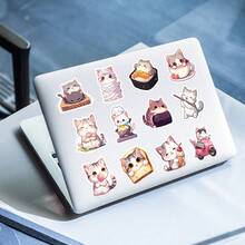 50pcs Cute Cat Stickers, Suitable For Laptop, Water Bottle, Luggage, Helmet, Motorcycle, White Color, No Power Required, Great For Gifts, Rewards, Office Supplies, Labels, Seals, Matte Finish - Multicolor - View 4