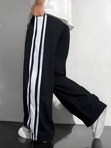1 Stück Tween Jungen Loose Straight Leg Freizeithose, geeignet für Schule, Outdoor, Indoor, vielseitig für alle Jahreszeiten - Schwarz - Übersicht 3