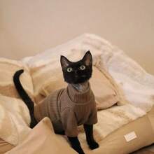 Hairless Cat Autumn/Winter Clothes, Sphynx Devon Elastic Fashion Moisture-Proof Warm Soft Sweater, Suitable For Medium & Small Cats, Machine Washable