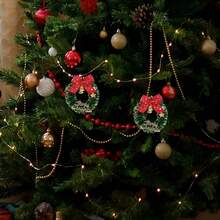 1/5/10 Mini Weihnachtskränze mit roten Schleifen und goldenen Glocken - Kunststoff Feiertags-Dekorationen, geeignet für Weihnachten, Thanksgiving, Neujahr, Hochzeiten, Brautgeschenkpartys, Geburtstage, Bars und Bar Mitzwa Zeremonien - Künstliche Feiertags-Baumbehänge, keine Stromversorgung erforderlich Heim-Dekoration Weihnachtsdekorationen Raumdekoration Winter