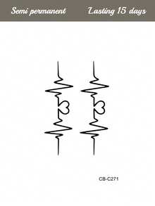 STARTTOOS 1 件心跳草本纹身贴纸，防水、防汗、不反光、持久、可爱、简约设计，适合情侣 - 黑色 - 查看 5