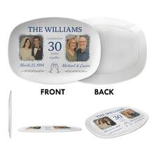 定制周年纪念照片拼盘、个性化婚礼纪念品、情侣姓名和日期托盘、传家宝装饰