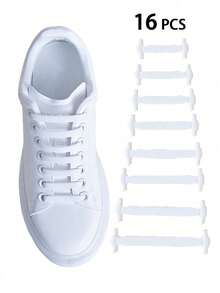 16 Pieces/Set Of Silicone Shoelaces, Elastic Shoelaces Suitable For Sports Shoes, Casual Shoes, And Athletic Shoes, Easy And Convenient For Daily Wear In Summer