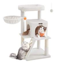 Feandrea Cat Tree, Cat Tower, Widened Perch For Large Cats, Cream White - White - View 7