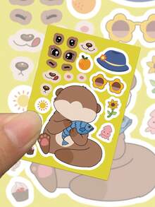 8pcs Cute Animal Face Swap Collage Cartoon Animal Mix And Match Sticker Pattern Single Use For Guitar Skateboard Organizer Backpack Water Bottle Helmet Decoration Perfect For Party Supplies - Multicolor - View 5