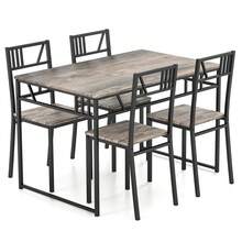 GOFLAME 5 Piece Dining Table Set, Industrial-Style Kitchen Table & 4 Chairs With Wood Like Tabletop & Metal Frame, Rectangular Table & Chair Set For Kitchen, Dining Room & Small Spaces - Black - View 10