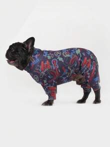 Dog Pajamas, Dog Recovery Clothes, Dog Apparel, Dog , Dog Supplies, Dog Outfits, Dog Clothing, Dog Accessories, Puppy Pajamas, Puppy Clothes, Puppy Accessories, Puppy Sets, Soft Stretchy Fabric Pajamas Suitable For Small, Medium And Large Dogs, Colorful Button Pattern Print, Size S-6XL