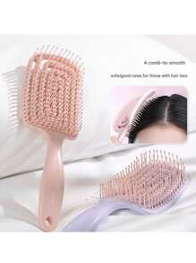 1支双功能空心梳，干湿两用 - 轻柔按摩设计，ABS塑料手柄，适合所有发质，减少打结和毛躁，改善头皮健康，是理想的小礼物，居家必备，日常使用，方便旅行携带，空心圆梳，带蓬松按摩齿的时尚美发造型梳。