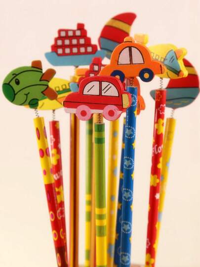 2/6pcs, 8.46 Inch Random Cartoon Car & Boat Pencils, Creative HB Pencils For Students, Suitable For Office, School Supplies, Student Gifts