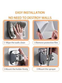 手持式冲洗喷头套装，带三通水龙头分流器的马桶冲洗器，浴室冲洗器/马桶喷头，配有1.5米软管，用于清洁洗手池、浴室角落、马桶，个人卫生浴室配件/浴室工具 - 銀色 - 查看 4