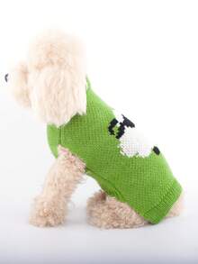 1pc Pet Puppy/Kitten Sweater, Warm Knitted Pullover With Ins-Style Sheep Pattern, Suitable For Small/Medium Dogs & Cats In Cold Seasons