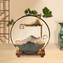 LED Tabletop Indoor Water Fountain  Fake Plants Waterfall Zen Decor With Mist, For Meditation With Fake Plants Feng Shui Decor For Good Luck Wealth - 美規A型插(110-127V) - 查看 3