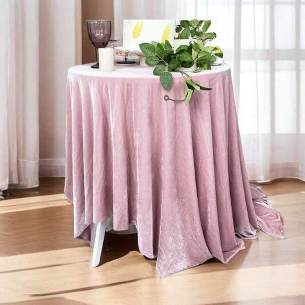 1pc Elegant Velvet Tablecloth - Soft Red/Dark Green/Black/Pink Polyester, Rectangular Design Suitable For Weddings, Christmas Parties And Luxury Home Decor, Great For Outdoor Dining And Holiday Gatherings, Holiday Table Decor | Elegant Dining Table Accessory | Velvet Texture