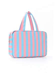 1 Piece Solid Color Striped Large Capacity Multifunctional Toiletry Bag Portable Hook Cosmetic Bag Travel Cosmetic Storage Bag Foldable Storage Makeup Tools Simple Style Cosmetic Bag Suitable For College Dormitories, Vacations, Back To School, Bathrooms, Men And Women Holiday Gifts Travel Essentials Bag For School Supplies Wash Bag Waterproof Toiletry Bag Makeup Bag Cruise Essentials Toiletry Bag For Women For Travel For Bathroom For Women