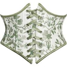 Floral Corset Belt For Women Fashion 2024 Lace Up Waist Cincher Belt Boned Underbust Bustier Vest Gothic Bridal Aesthetic Wide Elastic Belt - 黑色優雅 - 查看 5
