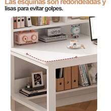 Mesa escritorio oficina color blanco moderno 120 cm para pc trabajo estudio organización hogar muebles decoración minimalista fácil armado superficie amplia resistente accesorios computadoras despacho - Blanco - Ver 10