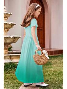 2025 BestArshiner Girls Maxi Dress Long/Short Sleeve Casual Holiday Dress With Pockets For 5-13 Years