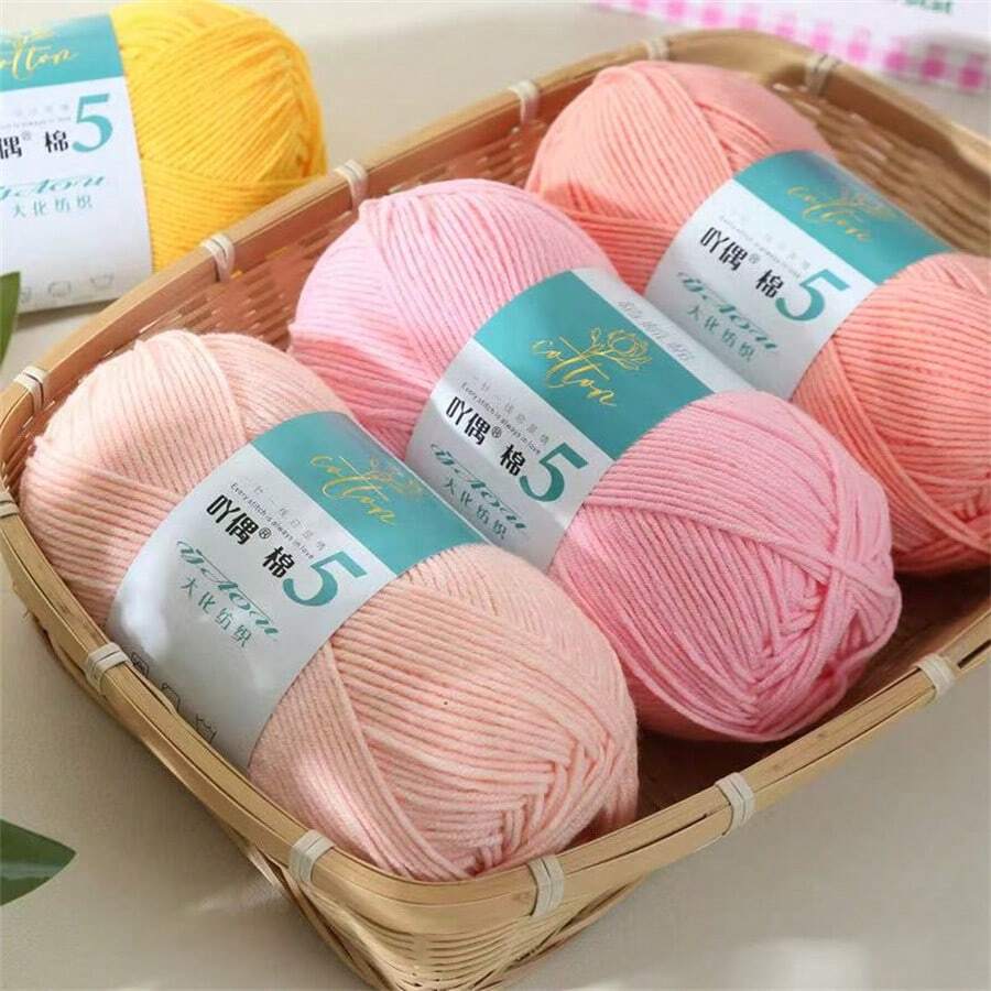 1团5股精梳棉纱,花式AB花纹针织纱,适用于手工毛衣、背心、工艺品,40%牛奶棉,60%尼龙,粗线球批发,适用于帽子、围巾、钩针拖鞋、针织用品 - 1件裝 - 查看 1