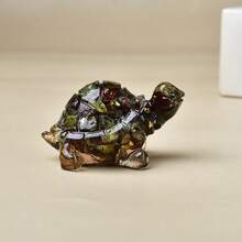 CUPIDCRYSTAL 1PC Natural Crystal Stone Resin Tortoise Statue Reiki Stone Cat Figurine Amulet Fengshui Sculpture For Home Office Decoration