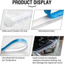 Tiras Led 2pz Flexible Automóvil Direccional Secuencial, tira led para faro - Azul - Ver 4