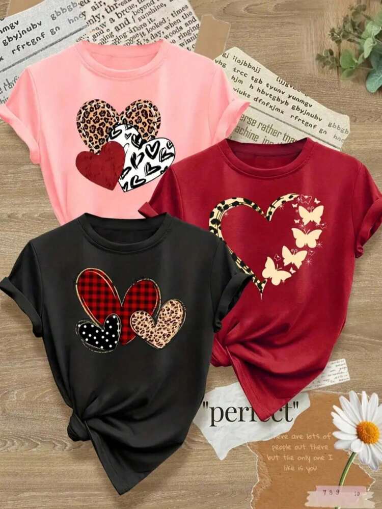 3 Pack camisetas mujer, camisetas cómodas, ropa casual mujer, camisetas manga corta, moda femenina, prendas versátiles, estilos modernos. - Multicolor - Añade 1