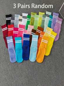 1/3/6 Pairs Pilates Socks With Grips For Women-Non-Slip, Yoga Socks For Ballet Dance,Barefoot Workout Pregnant Crew Socks