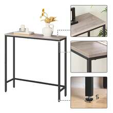 Slim Console Table For Hallway, Metal Frame, Compact Display Sofa Table For Small Spaces, Entryway, Living Room, Sturdy - Grey - View 5