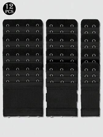 12 st elastiska BH-förlängare med 2/3/4 krokar, justerbara och bekväma