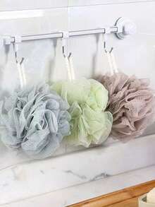 [4 Pieces Of Exfoliating Loofah Sponge] 4 Pieces Of Lace Super Exfoliating Home Spa Shower Loofah Sponge, Fluffy Net Brush, Bath Spa Puff Scrub Ball, Used For Face And Body, Rich Foam Bubble Net Shower Loofah Sponge, Bath Flower Ball, Bath Sponge Tennis Used For Bathing Back Scrubber, Bathroom Accessories (Random Color) - Multicolor - View 4