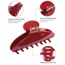 ASULarge Acetate Hair Claw Clip For Women French Style Hair Claws For Thick Hair With NonSlip Teeth Hair Accessories For Updos Buns And Ponytails - 紅色#1 - 查看 5