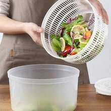 1pc Multi-Function Multi-Color Vegetable Salad Spinner, Manual Fruit & Vegetable Dehydrator, Vegetable Spinner, Fruit & Vegetable Washing Basket, Double-Layer Draining Bowl, Shatter-Resistant, PP Material, Kitchen Tool, Efficient Salad Maker, Vegetable Dehydrator, Kitchen Essential - Multicolor - View 12