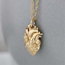 1 Piece Fashion Necklace For Women Gothic Anatomical Heart Pendant Necklace Retro Heart Hip Hop Necklace Punk Style Necklace Fine Jewelry Suitable For Daily Party Birthday Halloween Gift Etc - 復古解剖學心臟吊墜項鍊 - 查看 10