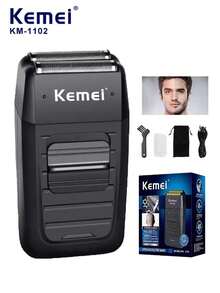 Kemei 1个KM-1102热销防水电动剃须刀，男士往复式电动剃须刀，USB充电双刀头，干湿两用剃须刀/理发器/胡须修剪器 - 黑色 - 查看 3