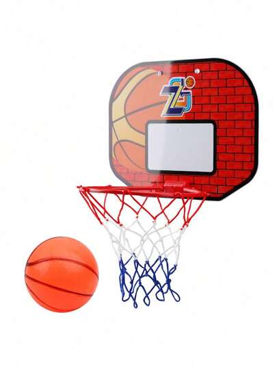 1 Set de aro de baloncesto de plástico para interior con bomba de aire (color aleatorio), juego de tiro de baloncesto montado en la pared