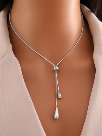 1pc Stainless Steel Minimalist Vintage High-End Teardrop Pendant Necklace