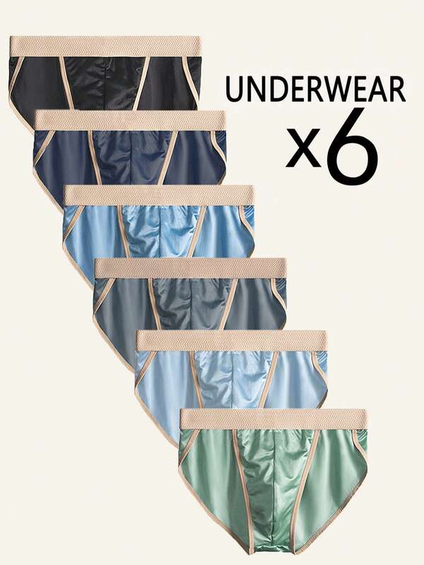 6 pezzi/set Slip traspiranti e comodi in seta ghiacciata, unisex