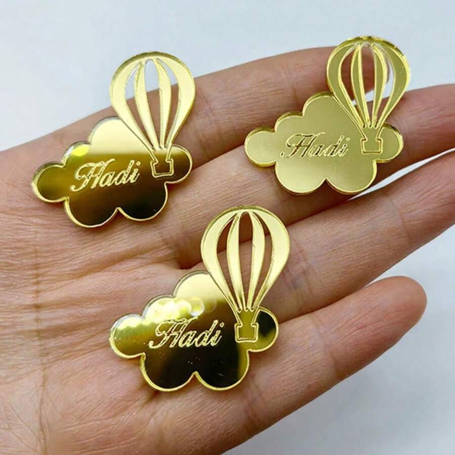 10/30/50/100/200 Personalized Baby Baptism Cloud Balloon Shaped Baby Party Decorations Acrylic Mirror Children's Room DIY Accessories Party Guest Gifts - Multicolor - View 1