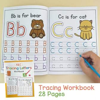 26 English Letters Tracing Workbook, 28 Pages Of A-ZAlphabet Practice Paper Learning English Exercise Book,ABC Writing Workbook Handwriting Workbook ForPreschool Kids, Toddler Boy Toys,GameBook.Book For Kids,Kid Learning