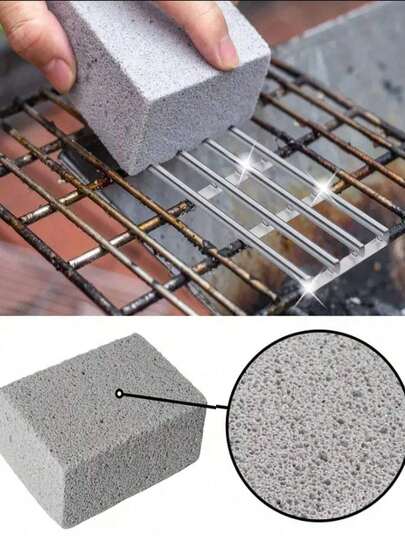 1 pieza Piedra limpiadora para parrilla, Cepillo de limpieza para BBQ, Para una limpieza profunda después de la BBQ, Apto para parrilla de camping, Eliminación de suciedad de BBQ, Limpiador resistente de placas de hierro quemadas y oxidadas