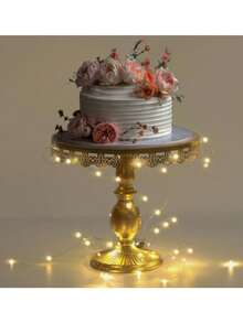Set Of 3 Round Metal Cake Stand Set, Displaying Table For Birthday Party Cake Display Baby Shower Wedding Pastry Decor Supplies Cupcake Dessert Decoration - 金色 - 查看 7
