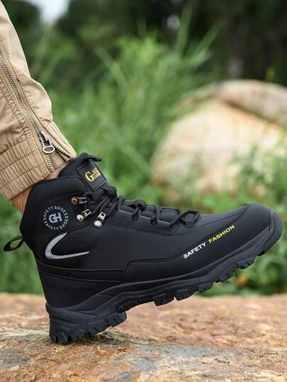 1 Pair Microfiber Leather Men Work Boots Trainer Sports Safety Boots High Top Steel Toe Boots,Safety Shoes For Women Trainer Water Resistant Indestructible Boots Anti-Puncture Training Work Tactical Boots Anti-Smash Rubber Sole Work Boots For Outdoor,Gardening,Construction,Warehouse,Farming,Hiking,Temperature,Brown Adaptive Design Ideal Worker's Gift