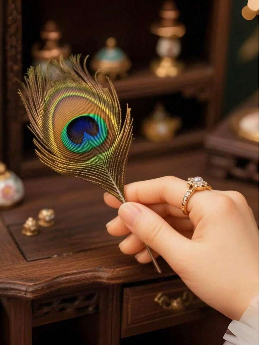 10根带眼睛的人造孔雀羽毛，适用于家居装饰、婚礼扇子、婚礼背景、装饰相框、蜡烛、闺蜜礼物、女士礼物、冬季礼物、家居装饰、婚礼装饰、工艺品